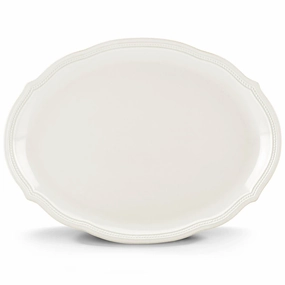 French Perle Bead White Oval Plattermultipurpose serving tray