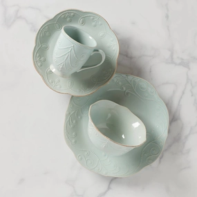 French Perle Blue 4-Piece Place Settingmodern kitchen decor ,kitchen dinner set ,dinnerware 