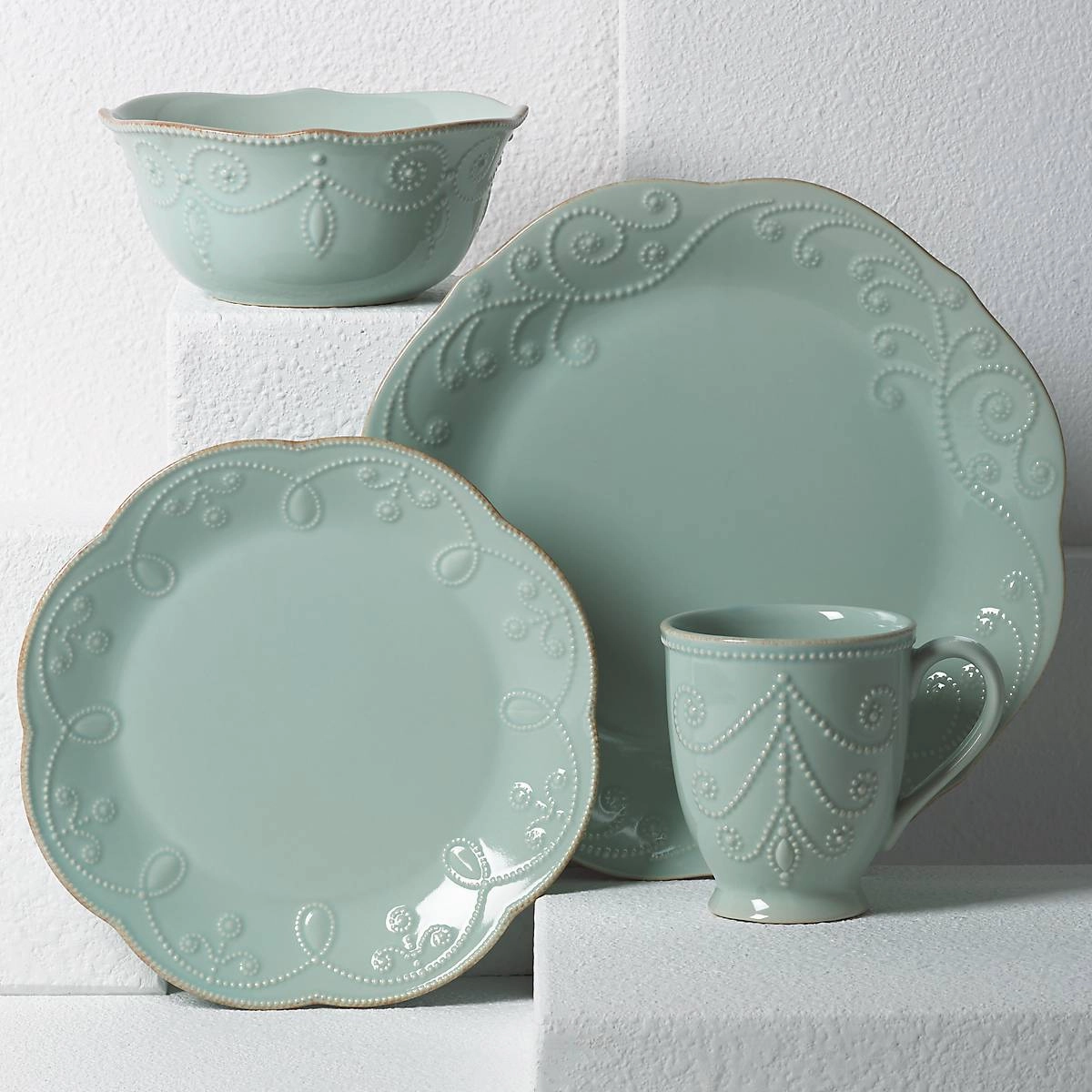 French Perle Blue 4-Piece Place Setting