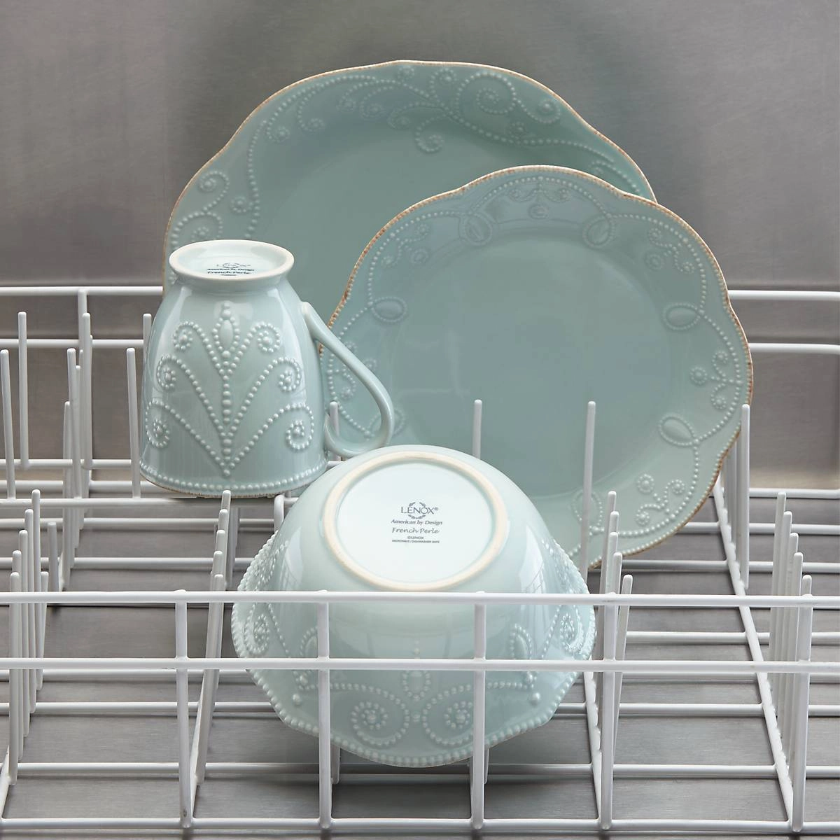 French Perle Blue 4-Piece Place Setting