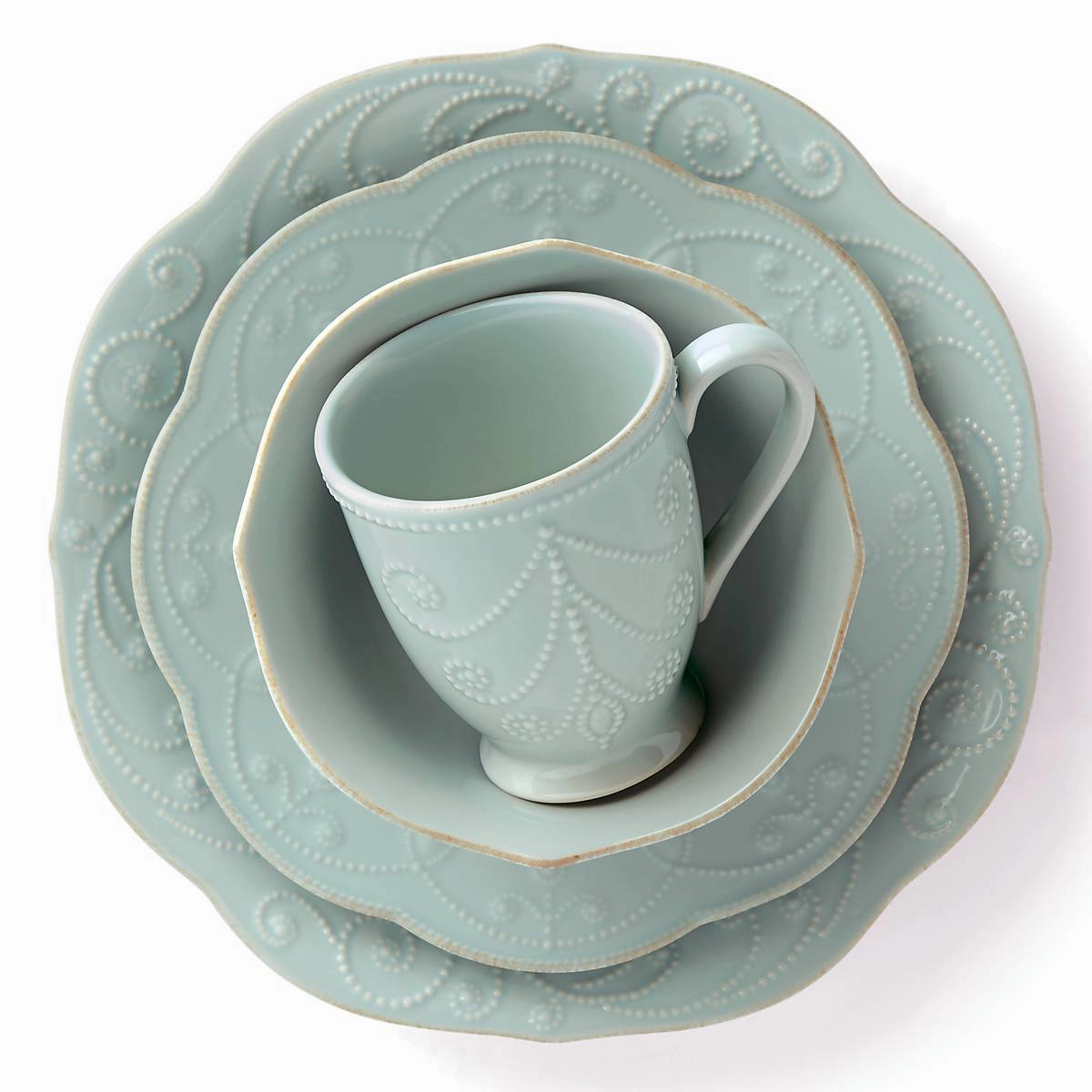 French Perle Blue 4-Piece Place Setting