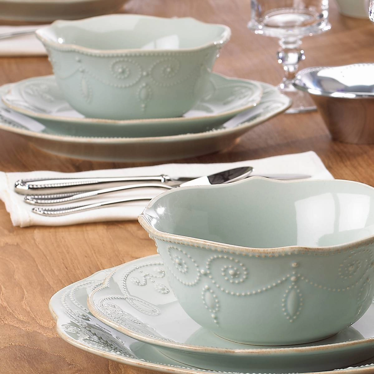 French Perle Blue 4-Piece Place Setting