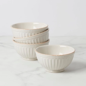 French Perle Groove All-Purpose Bowls - Set of 4modern kitchen decor ,kitchen dinner set ,dinnerware 
