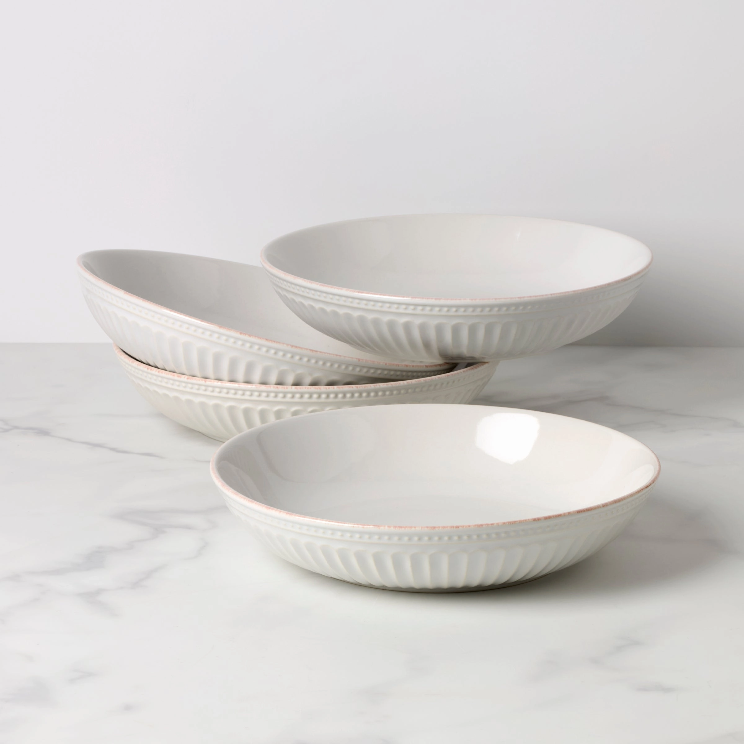 French Perle Groove Dinner Bowls - Set of 4modern kitchen decor ,kitchen dinner set ,dinnerware 