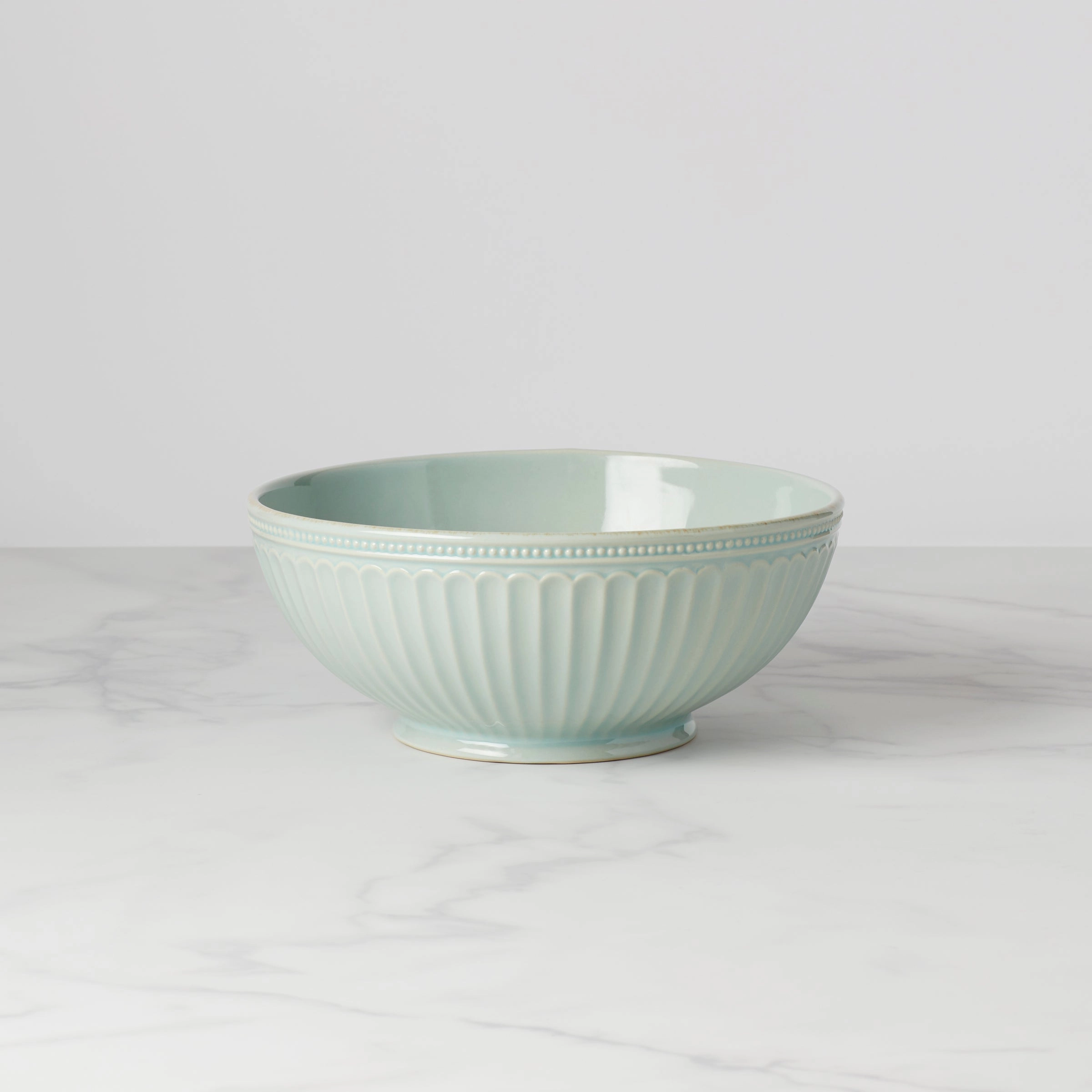 French Perle Groove Ice Blue Medium Bowlmodern kitchen decor ,kitchen dinner set ,dinnerware 