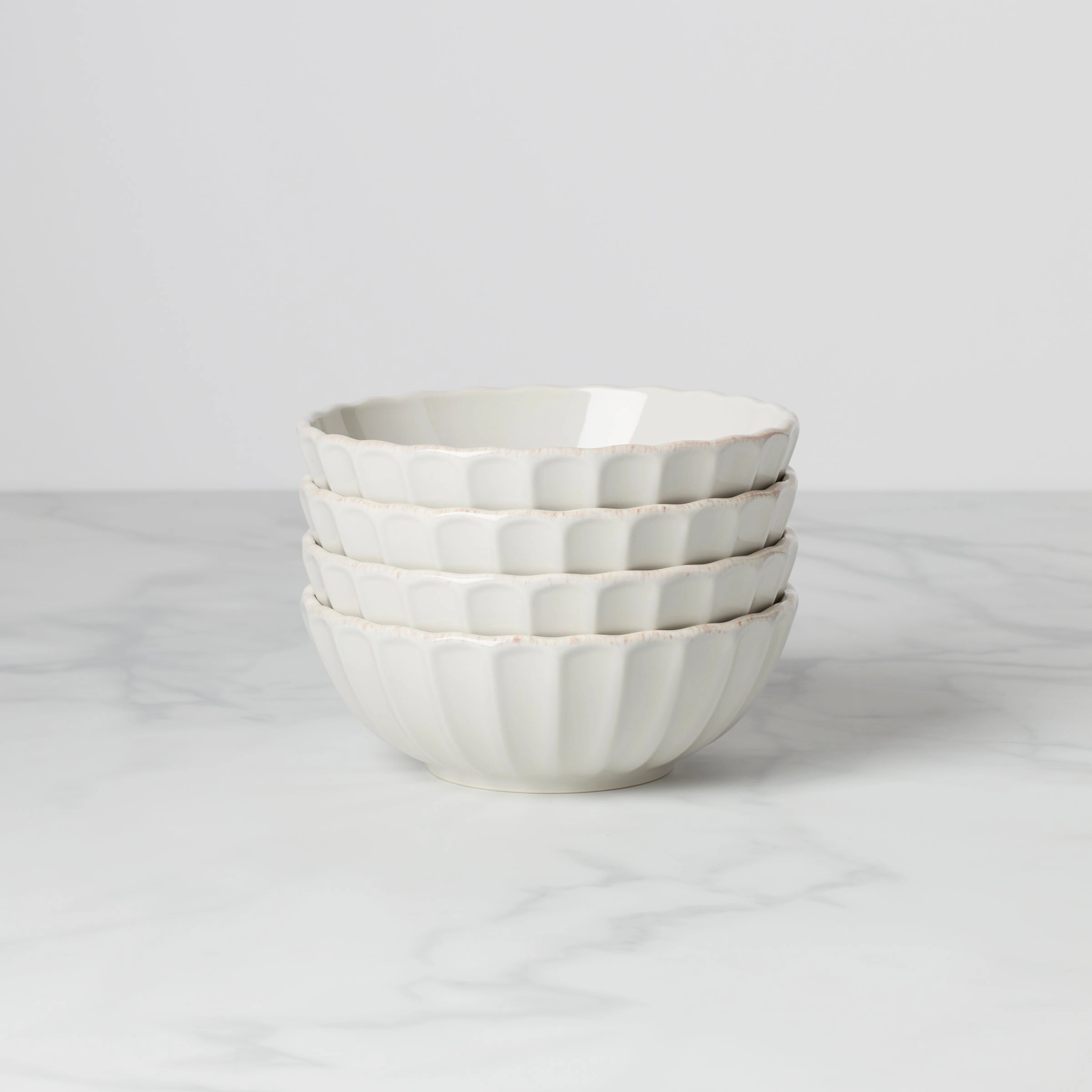 French Perle Scallop All-Purpose Bowls - Set of 4