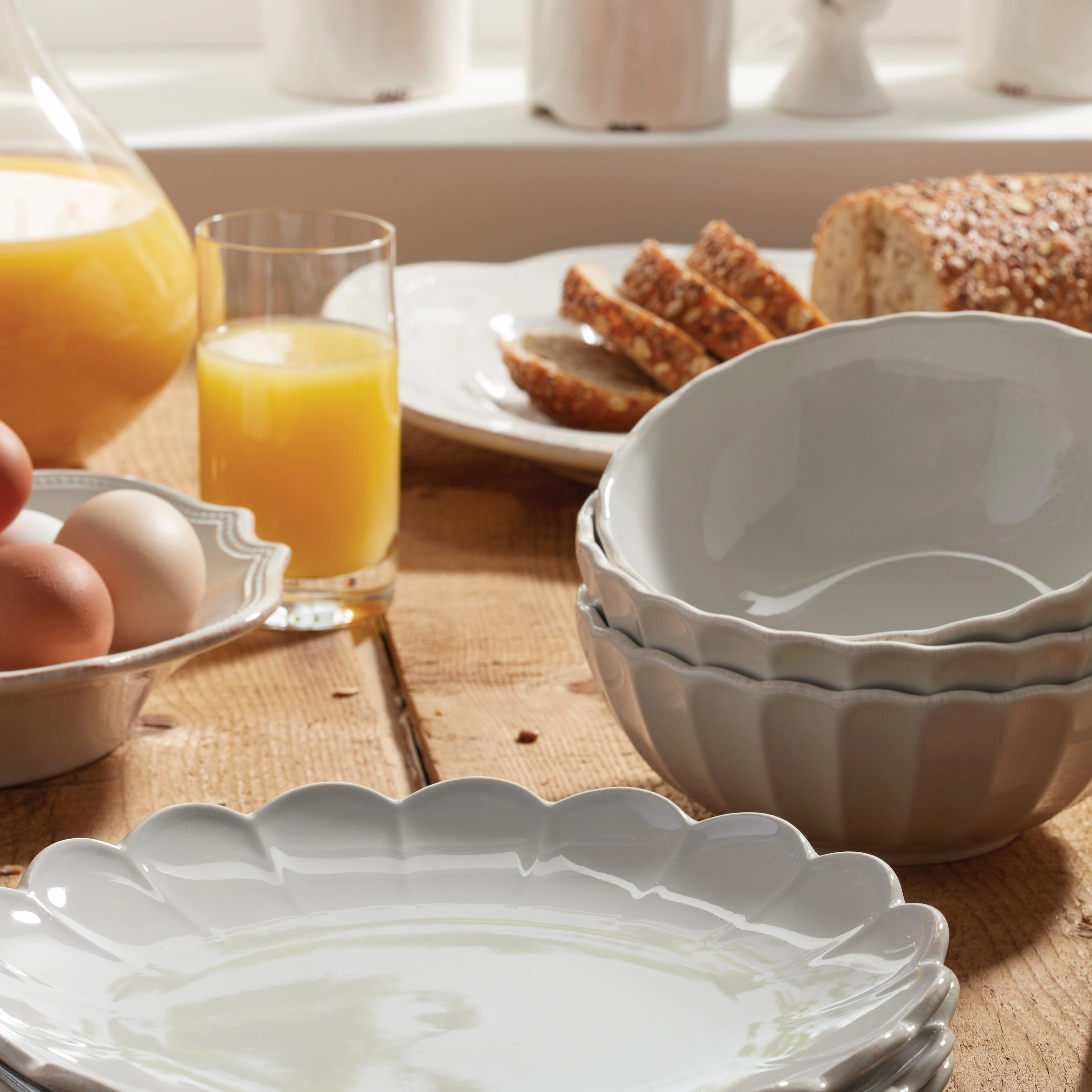 French Perle Scallop All-Purpose Bowls - Set of 4