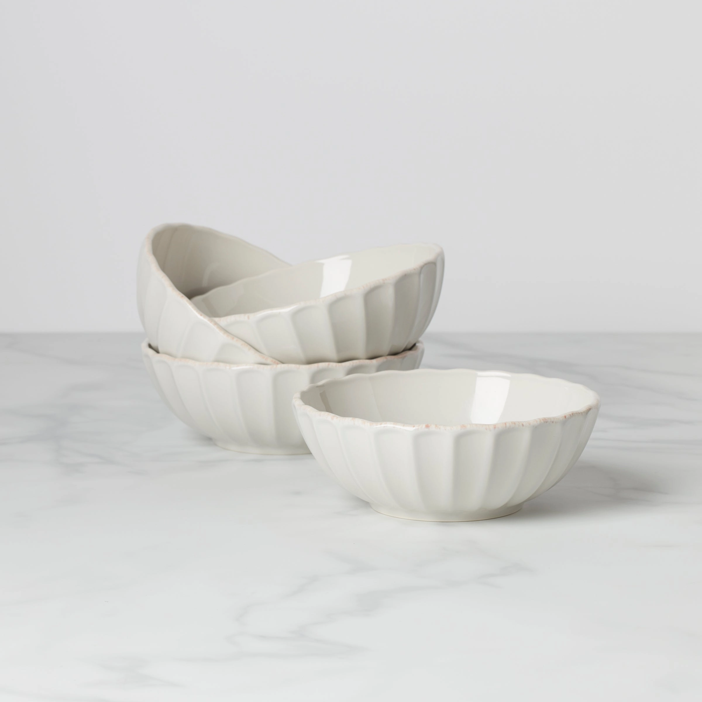 French Perle Scallop All-Purpose Bowls - Set of 4modern kitchen decor ,kitchen dinner set ,dinnerware 