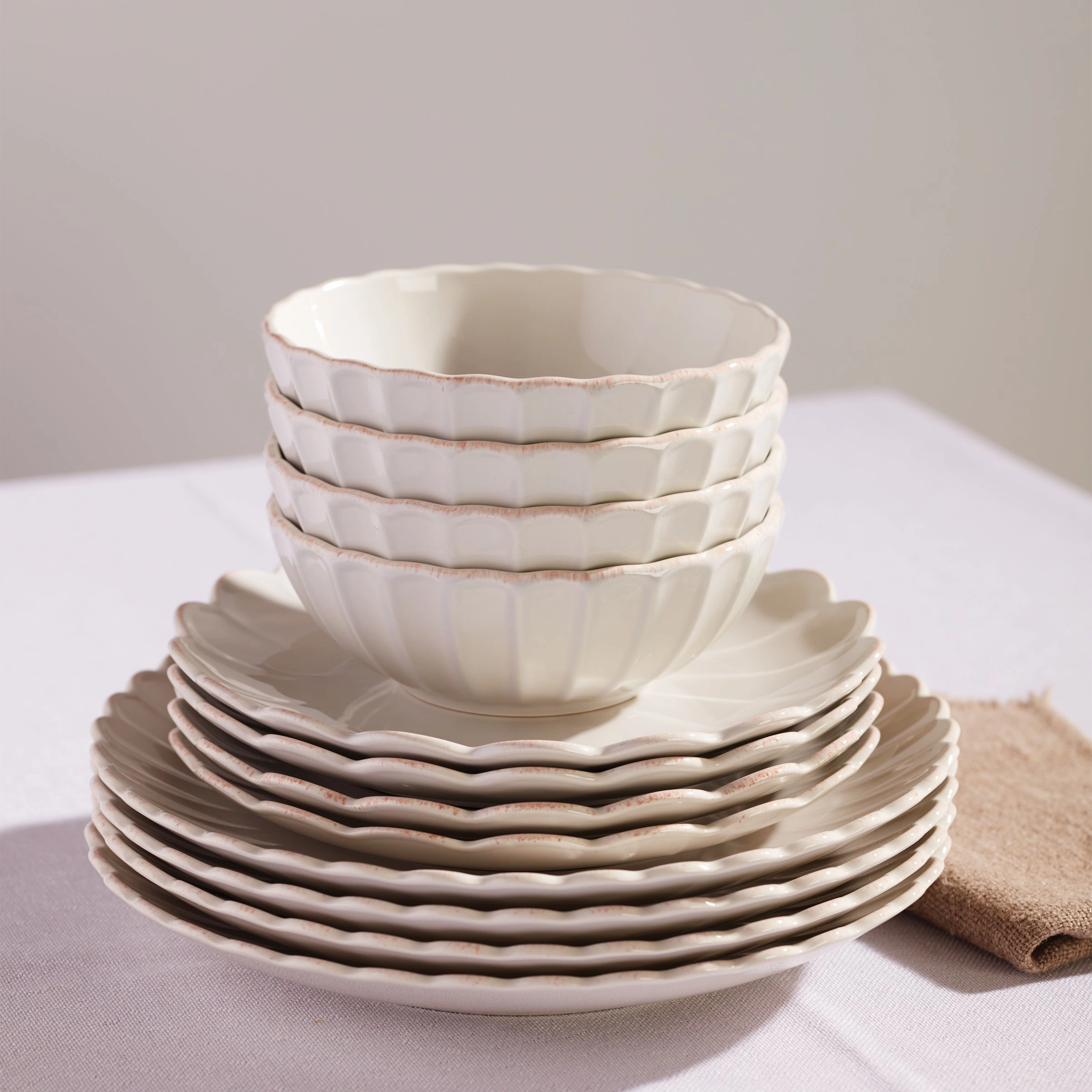 French Perle Scallop All-Purpose Bowls - Set of 4