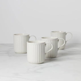 French Perle Scallop Mugs - Set of 4modern kitchen decor ,kitchen dinner set ,dinnerware 