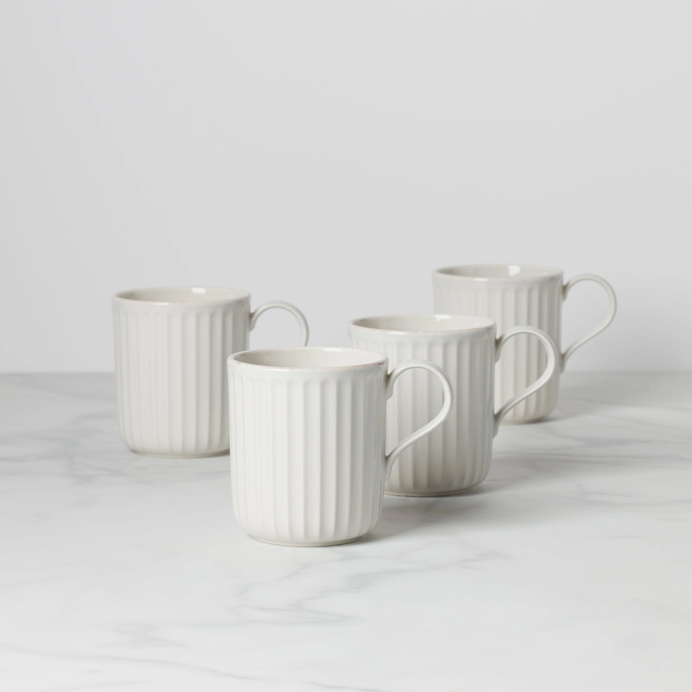 French Perle Scallop Mugs - Set of 4modern kitchen decor ,kitchen dinner set ,dinnerware 