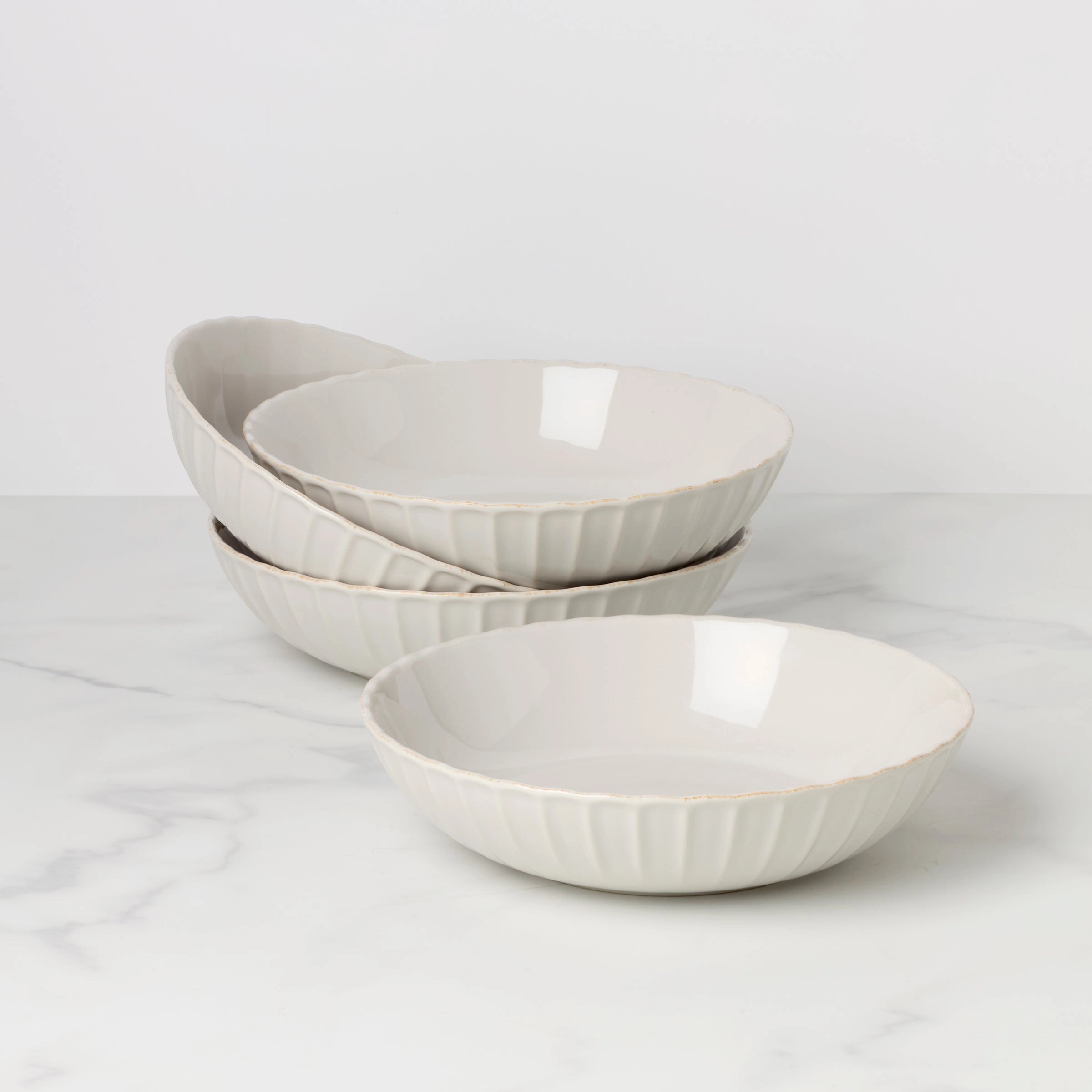 French Perle Scallop Pasta Bowls - Set of 4modern kitchen decor ,kitchen dinner set ,dinnerware 