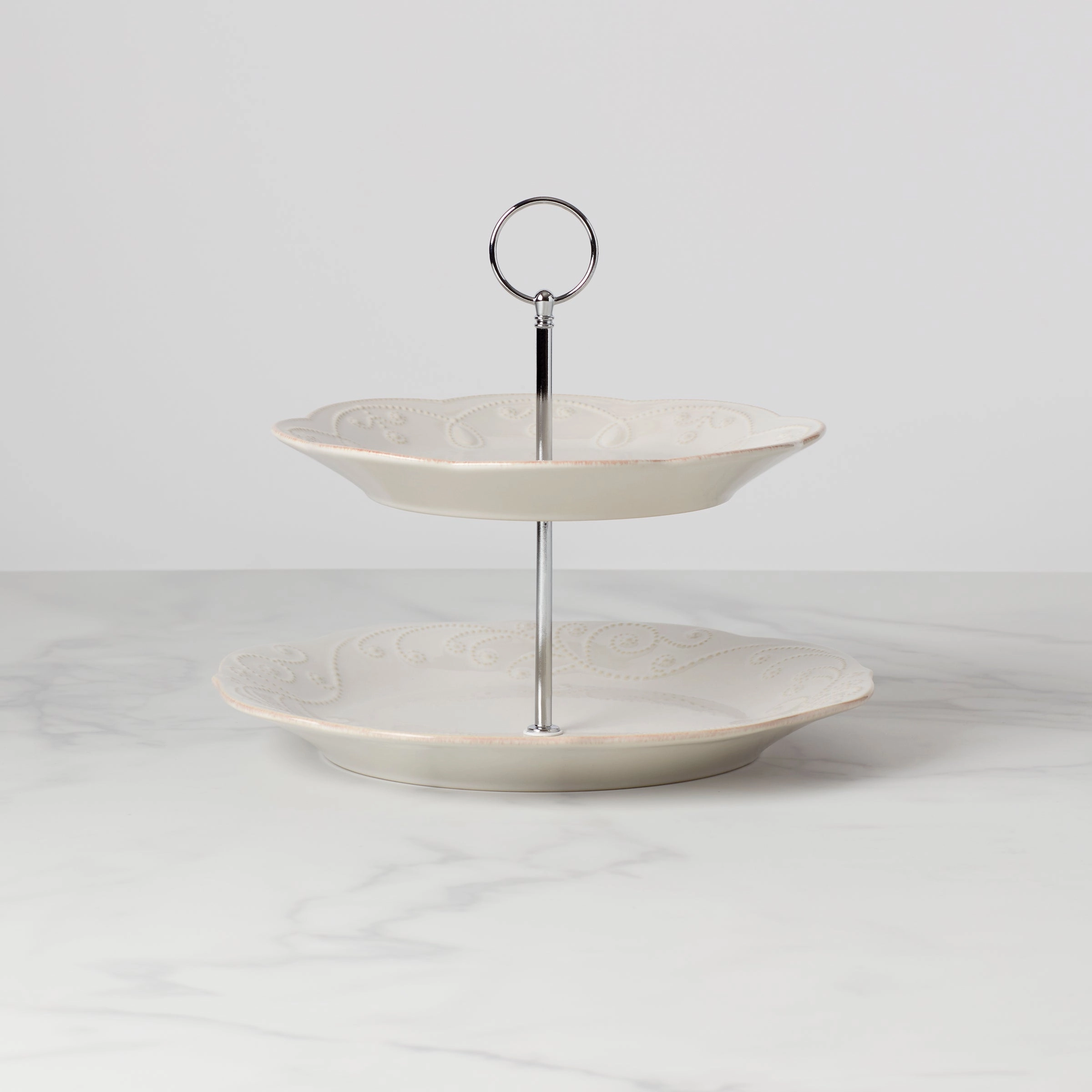 French Perle White 2-Tiered Servermultipurpose serving tray