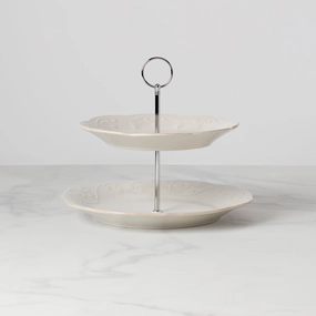 French Perle White 2-Tiered Servermodern kitchen decor ,kitchen dinner set ,dinnerware 