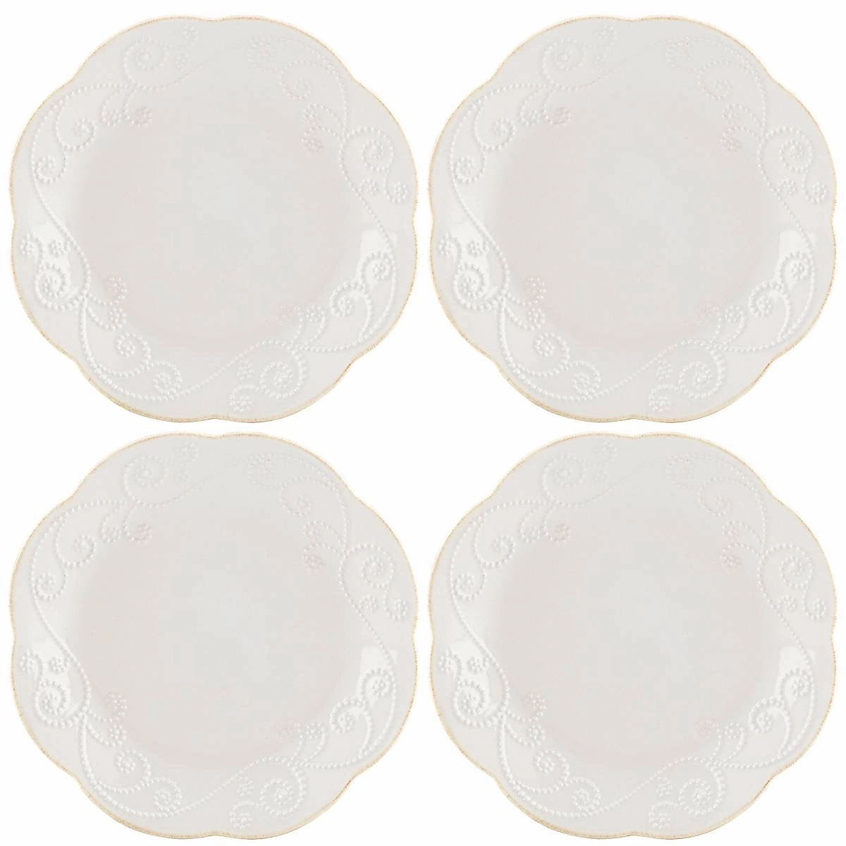 French Perle White 4-Piece Dessert Set