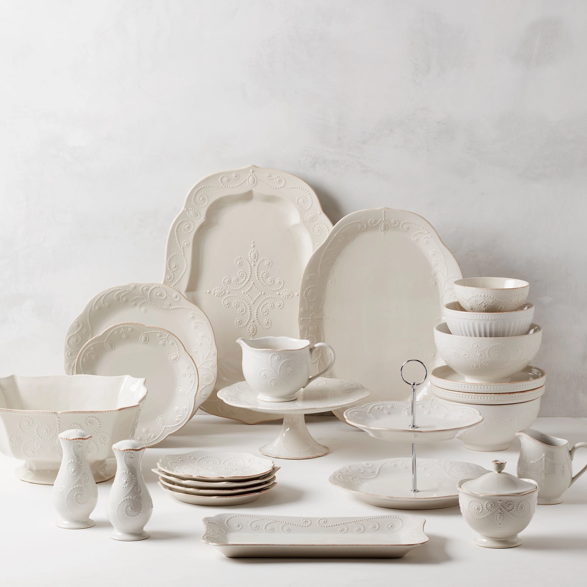 French Perle White Oval Serving Platter