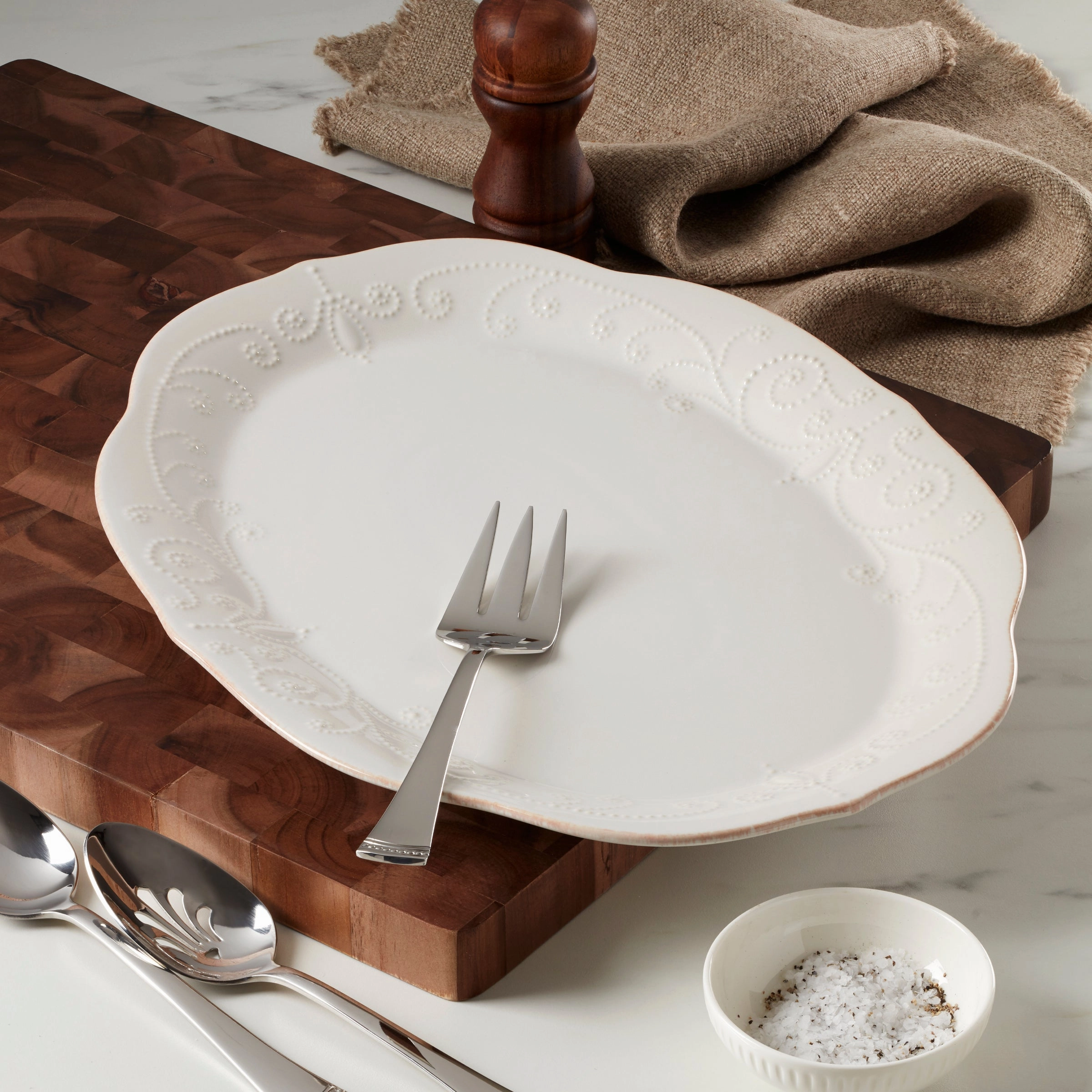 French Perle White Oval Serving Platter