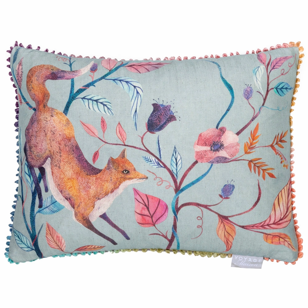 Frieda Fox Printed Feather Cushion Robins Egg