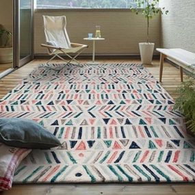 Frieda Pink and Blue Wool Rugmodern color block patchwork rug