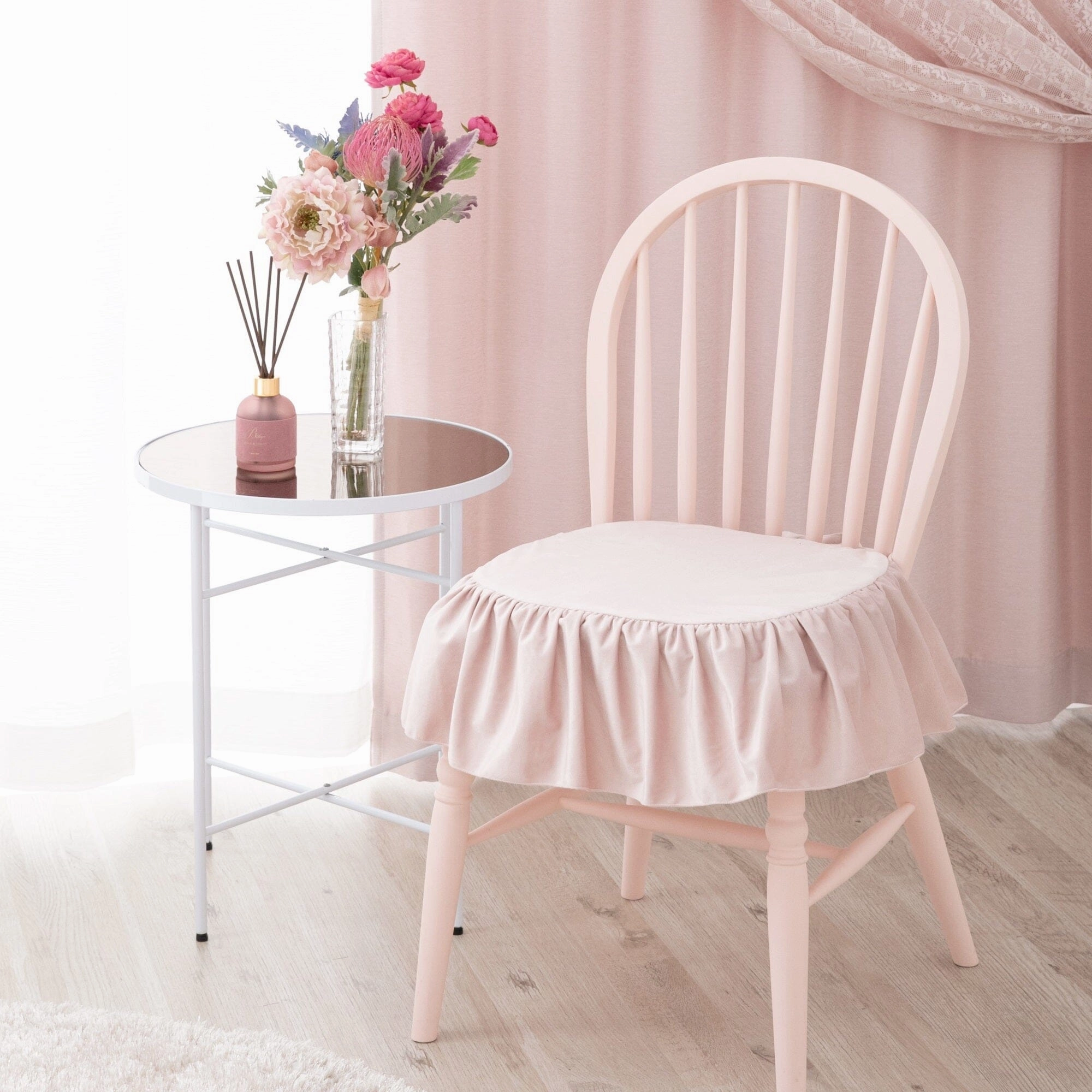 Frill Chair Seat Cushion  Ivory
