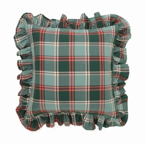 Frill Check Cushion Cover 450 x 450 Greenbedding sets ,throw blankets 