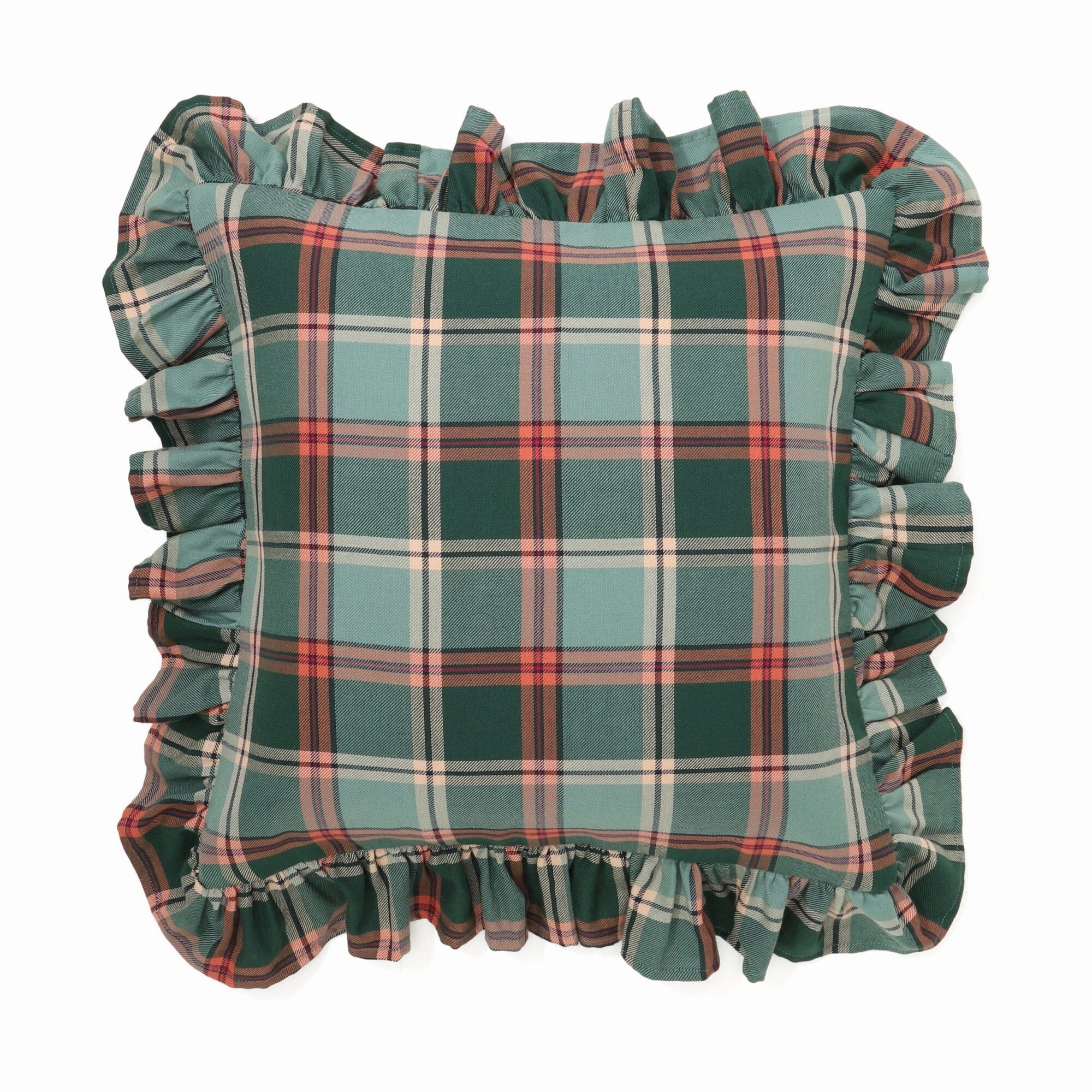 Frill Check Cushion Cover 450 x 450 Greenbedding sets ,throw blankets 