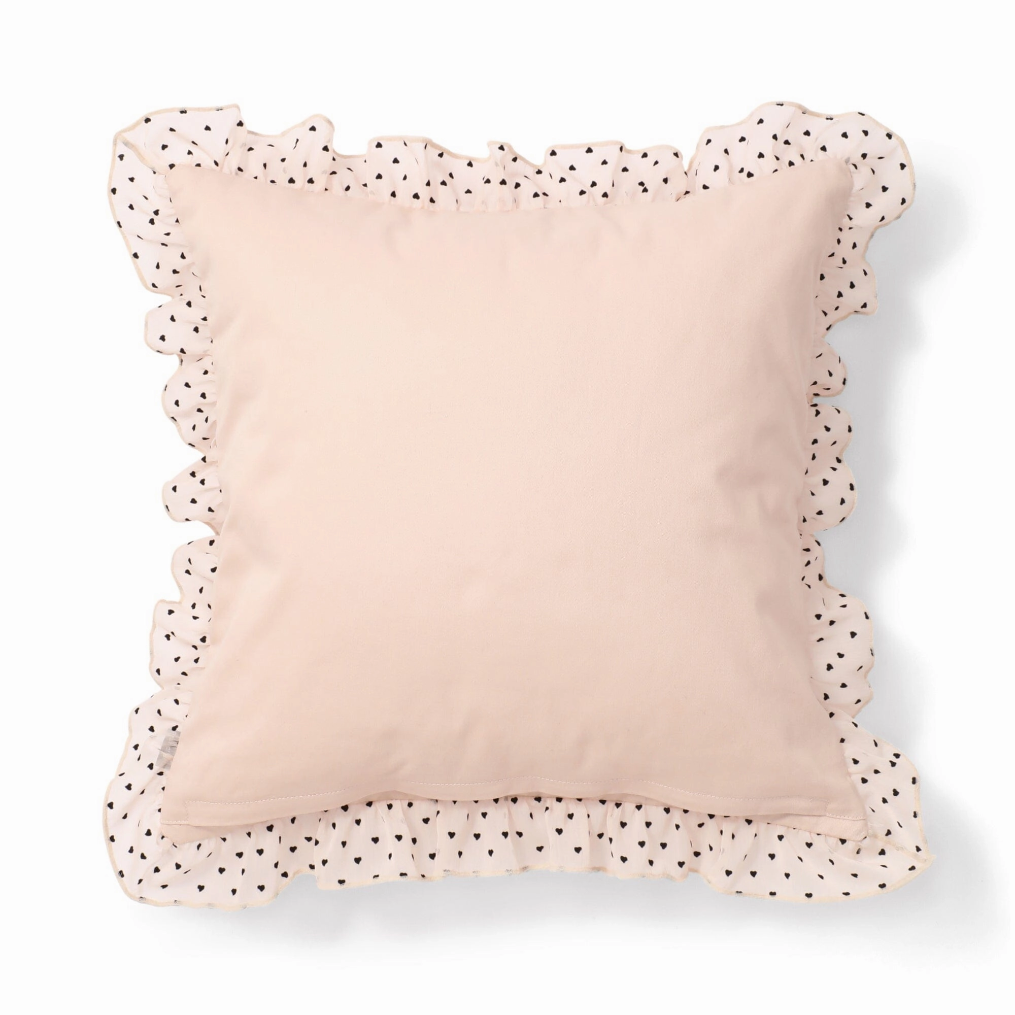 Frill Heart Cushion Cover 450 X 450 Light Pink