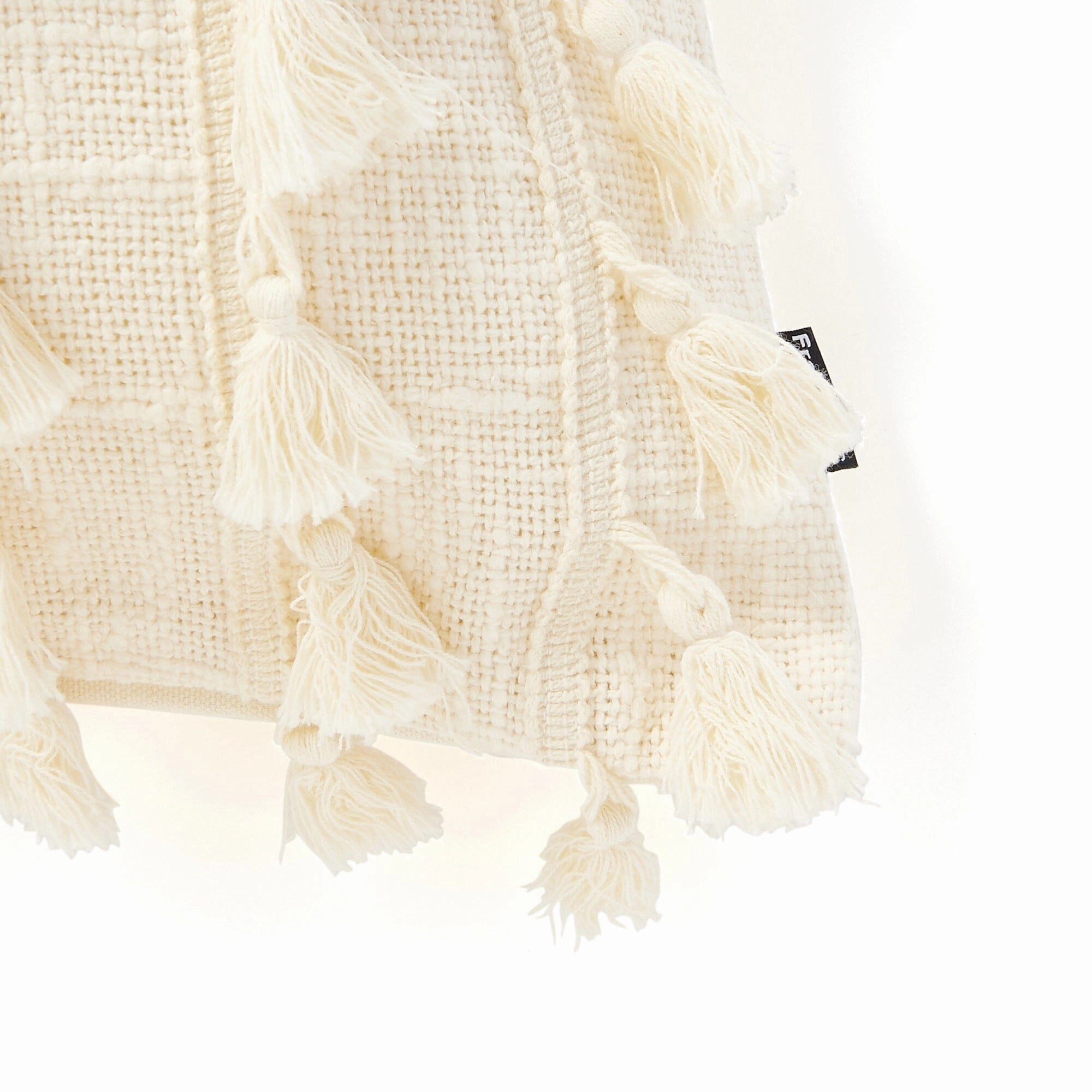 Fringe Tassel Cushion Cover 450 X 450 White
