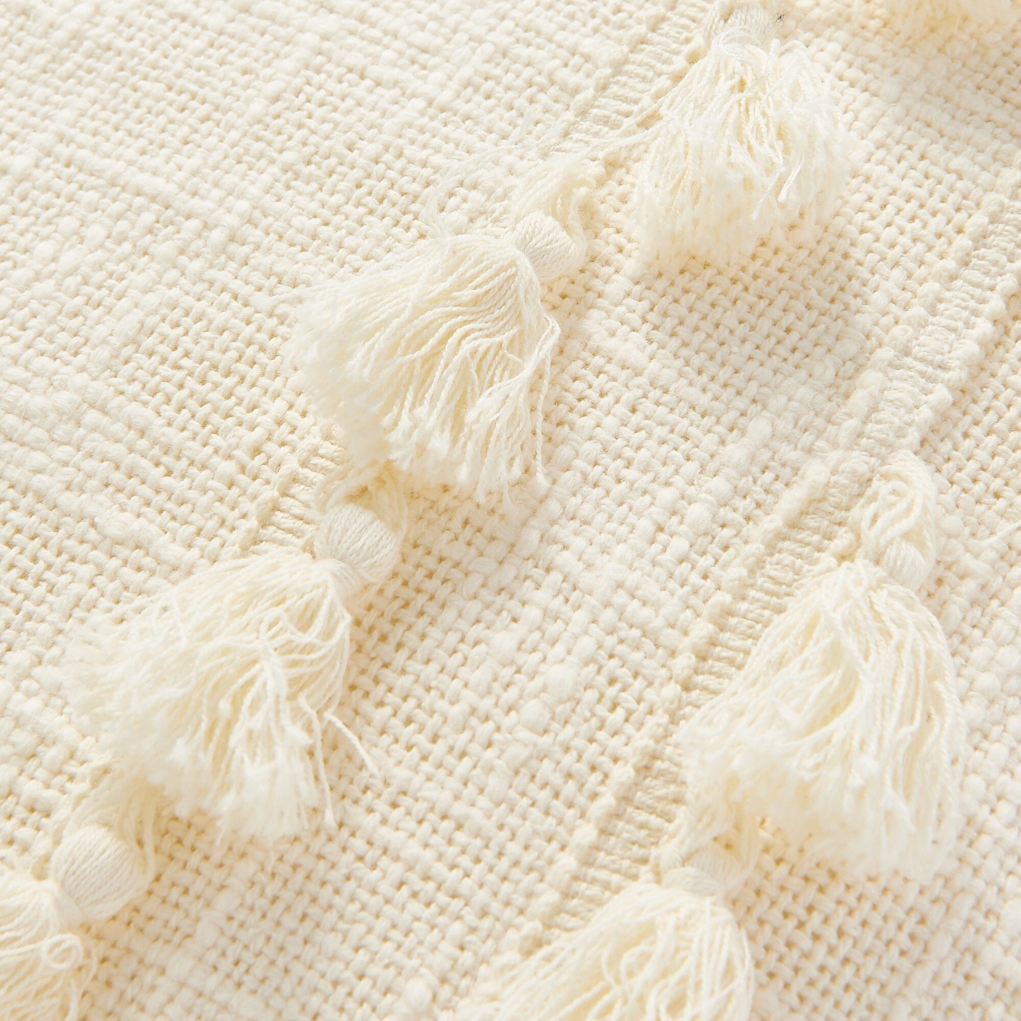 Fringe Tassel Cushion Cover 450 X 450 White