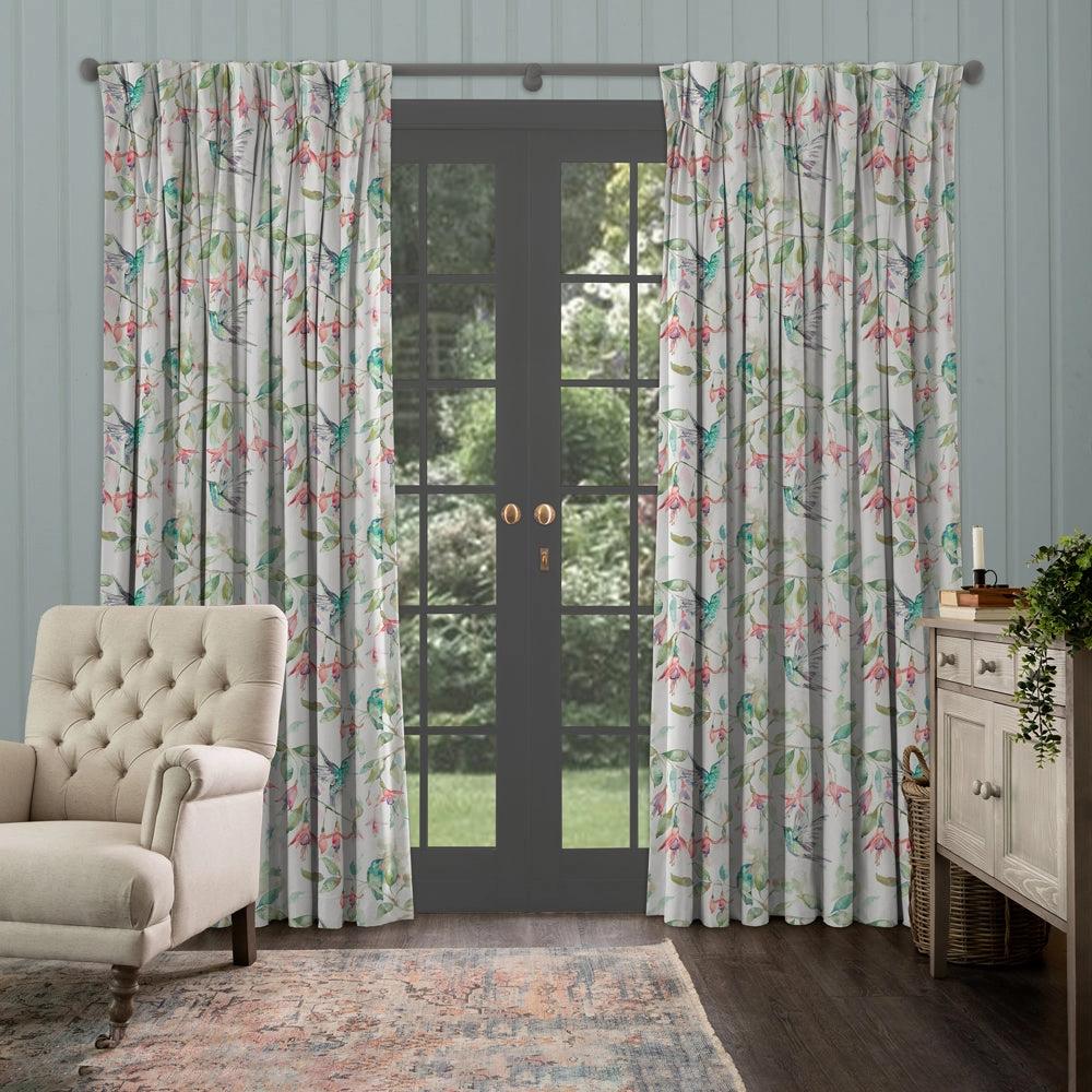 Fuchsia Flight Printed Made to Measure Curtains Cream