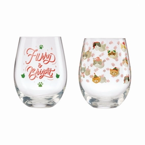 Furry & Bright Wine Glasses - Set Of 2glass cups ,personalized mugs 