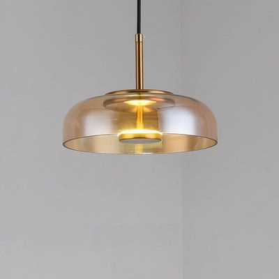 Future Deco Brass and Glass Ceiling Light