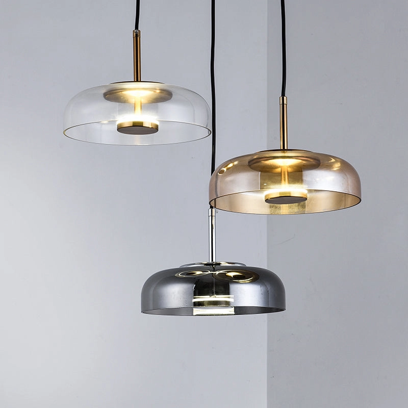 Future Deco Brass and Glass Ceiling Light