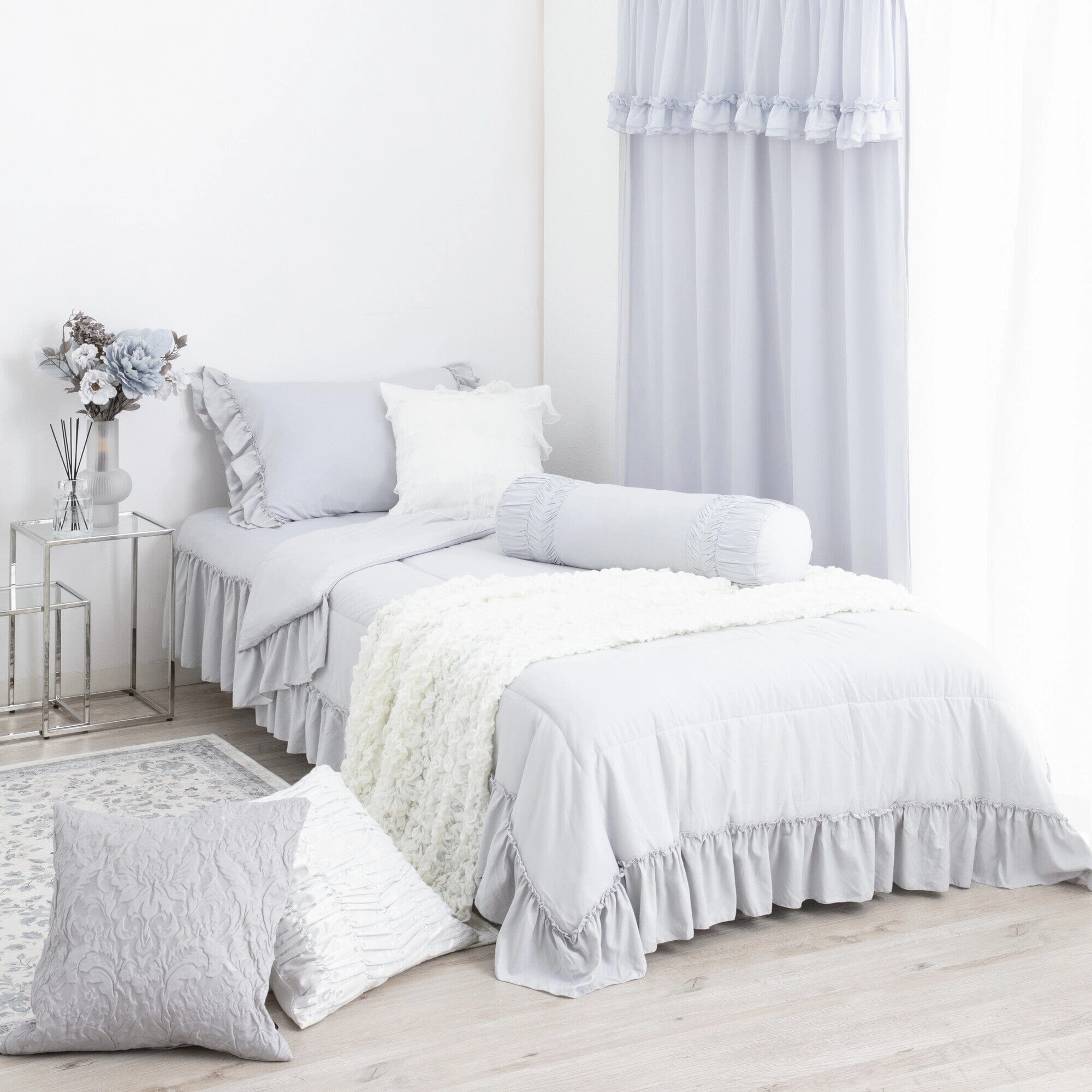 Fuwaro Cooling Pillow Cover Ruffle 700 X 500 Grey
