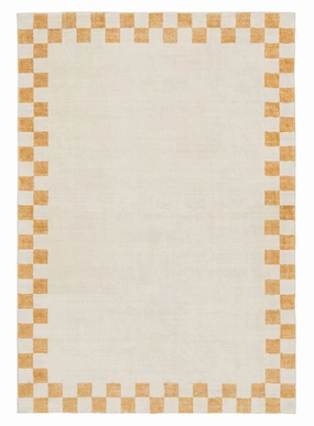 Gadise Yellow Mustard Checkered Border Washable Rugmodern color block patchwork rug