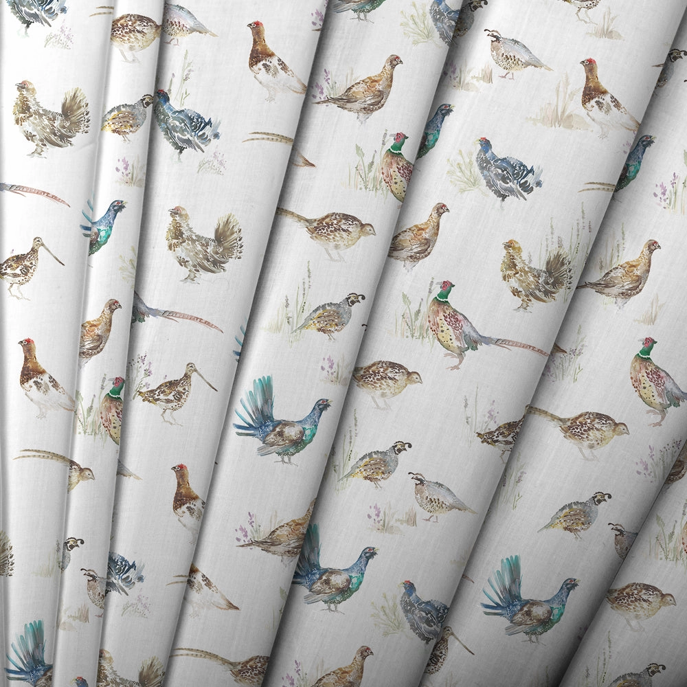 Game Birds Mini Linen Printed Made to Measure Curtains Cream