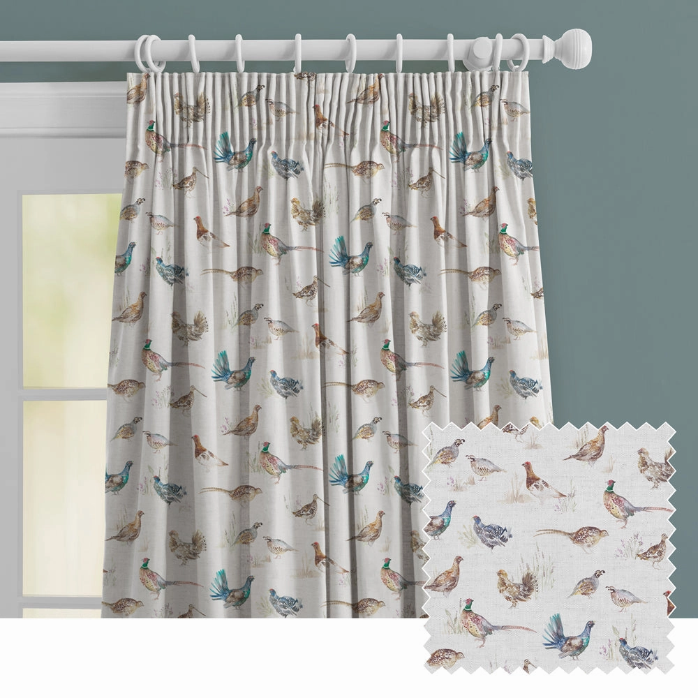 Game Birds Mini Linen Printed Made to Measure Curtains Creambedding sets ,throw blankets 
