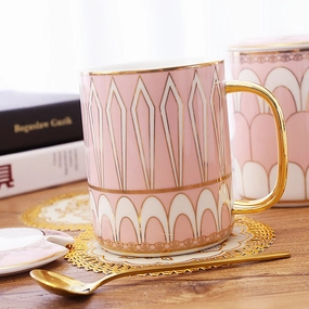 Gatsby Elegant Modern Coffee Mugs - With Gold Spoonmodern kitchen decor ,kitchen dinner set ,dinnerware 