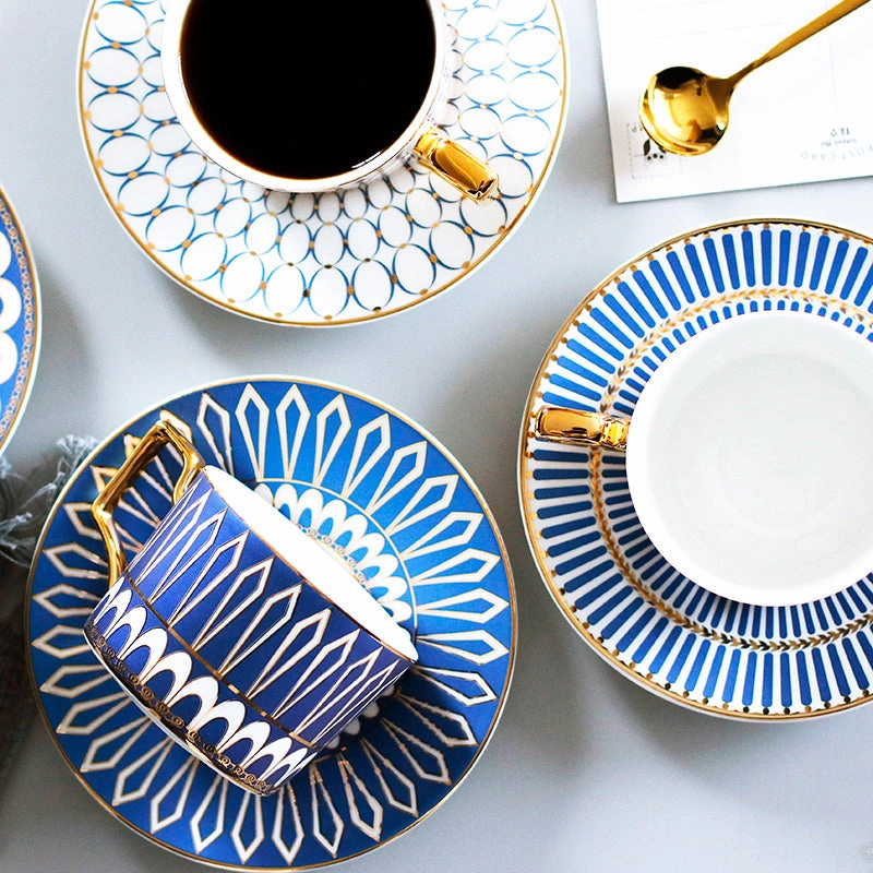 Gatsby Elegant Modern Tea Cup and Saucer - With Gold Spoon