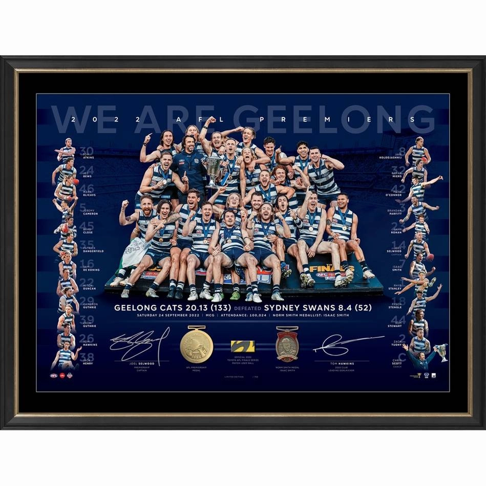 GEELONG - SELWOOD AND HAWKINS 2022 PREMIERS DUAL SIGNED LITHOGRAPHhandmade souvenirs