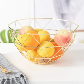 Geometric Copper Wire Fruit Basketmodern kitchen decor ,kitchen dinner set ,dinnerware 
