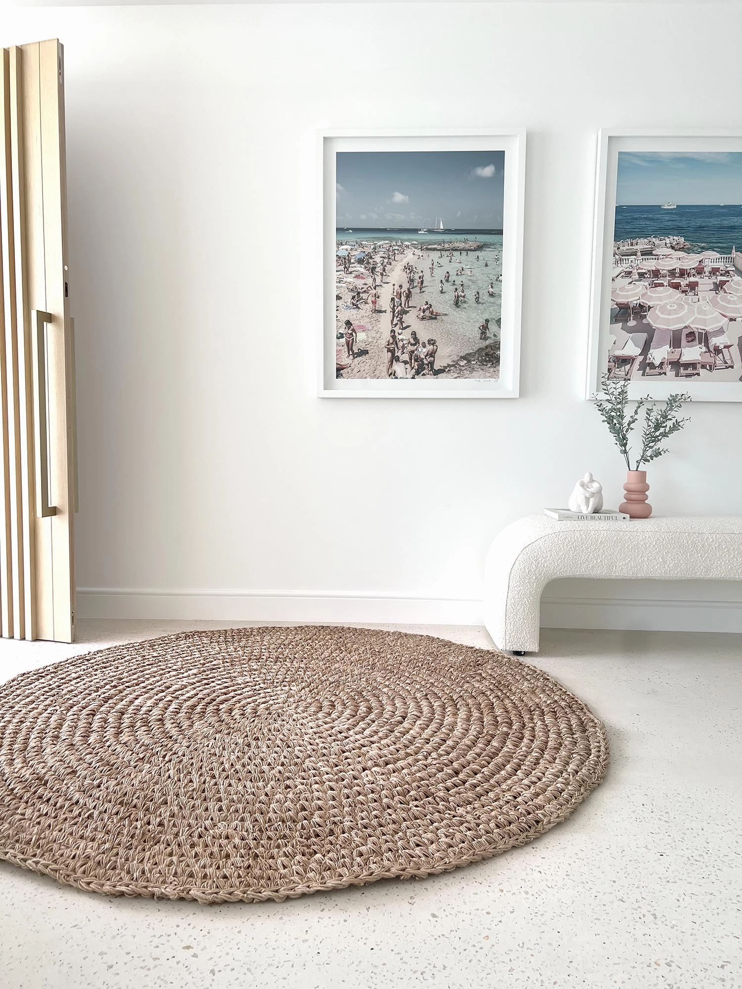 Georgia Natural Brown Crochet Round Jute Rug *NO RETURNS UNLESS FAULTY