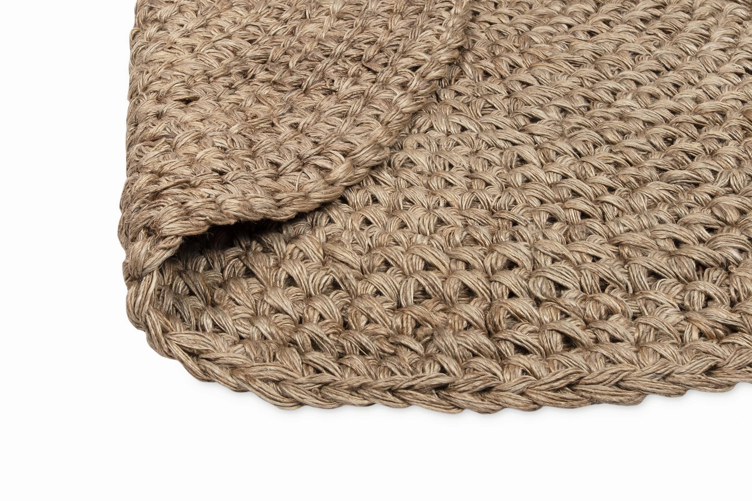 Georgia Natural Brown Crochet Round Jute Rug *NO RETURNS UNLESS FAULTY