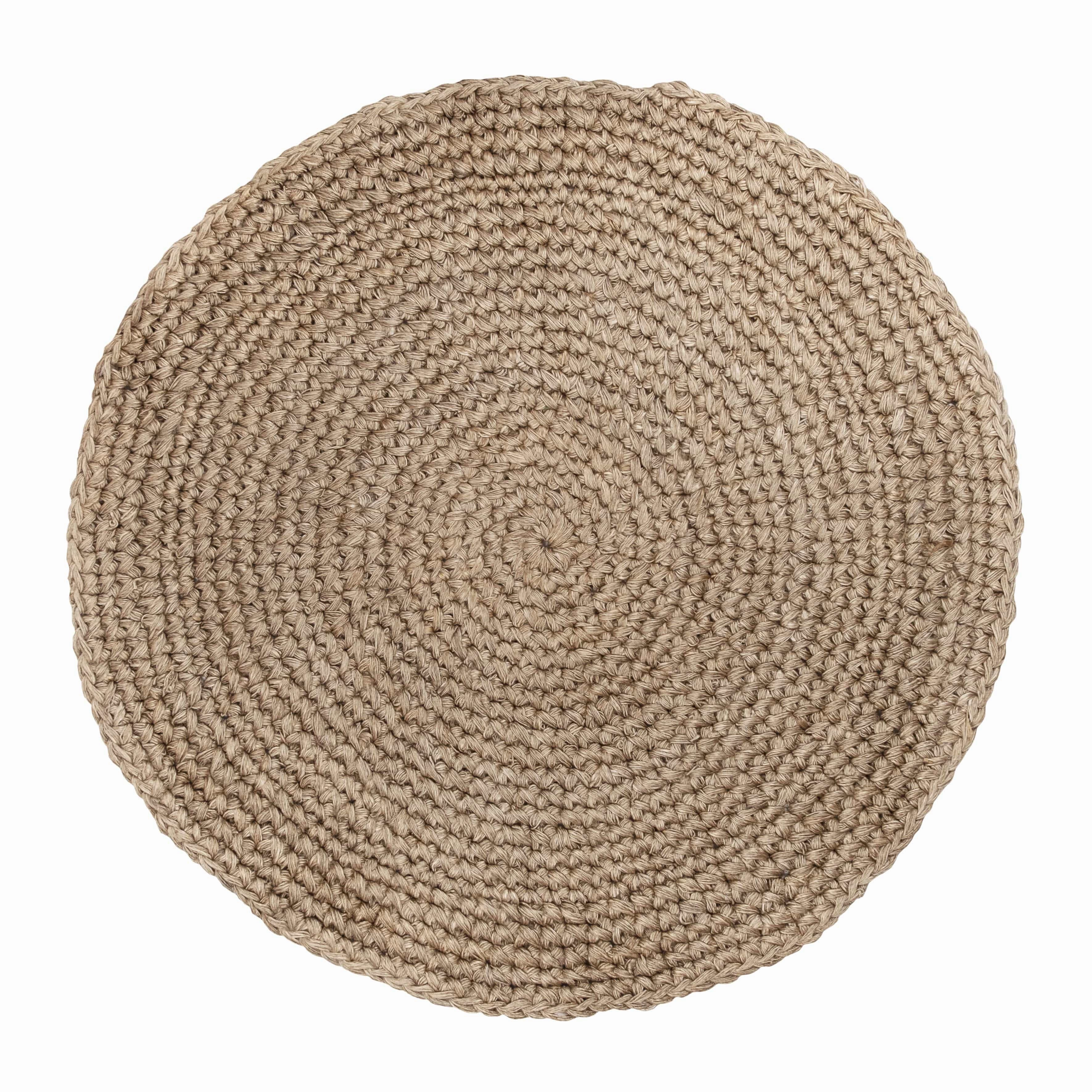 Georgia Natural Brown Crochet Round Jute Rug *NO RETURNS UNLESS FAULTYmodern color block patchwork rug