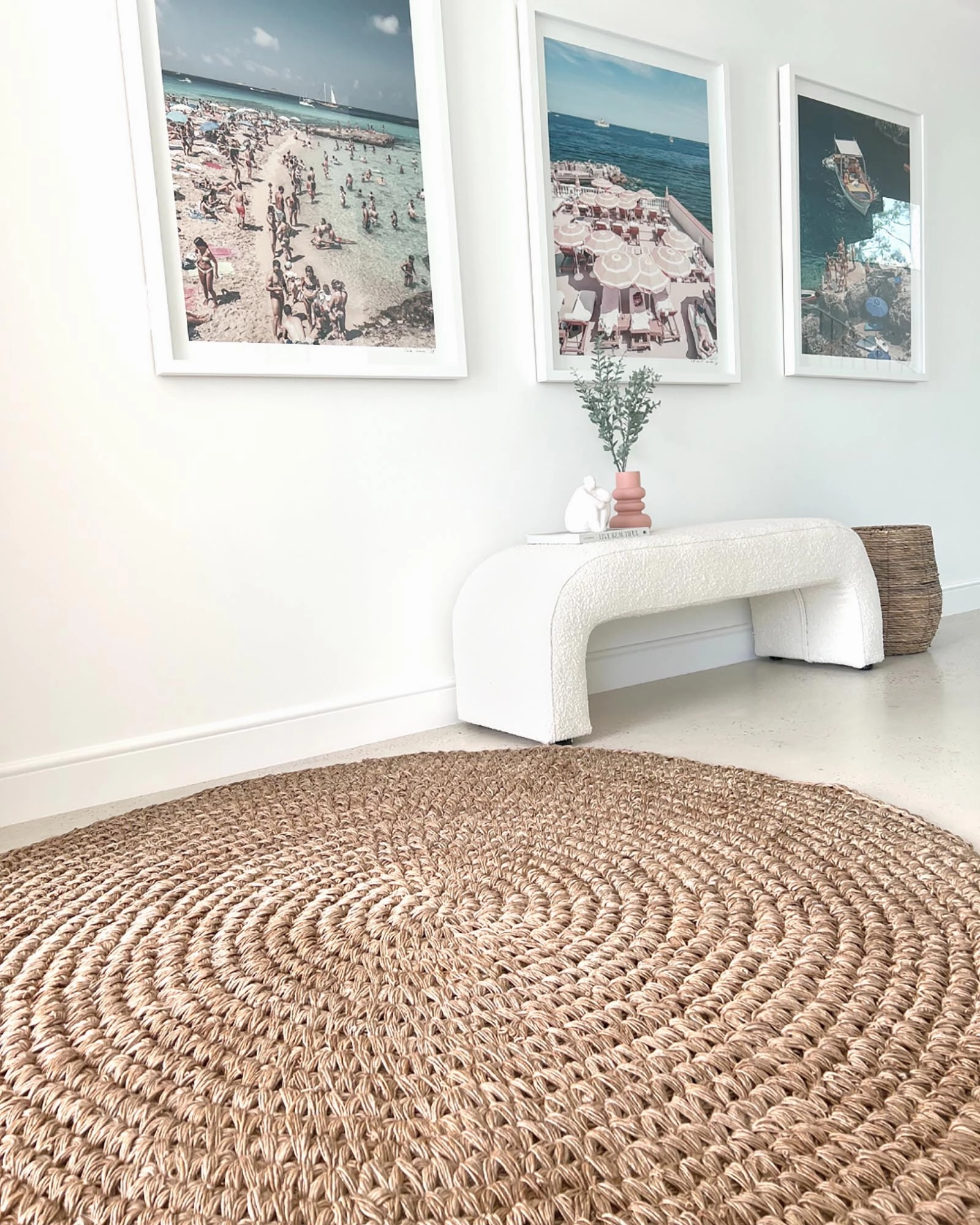 Georgia Natural Brown Crochet Round Jute Rug *NO RETURNS UNLESS FAULTY
