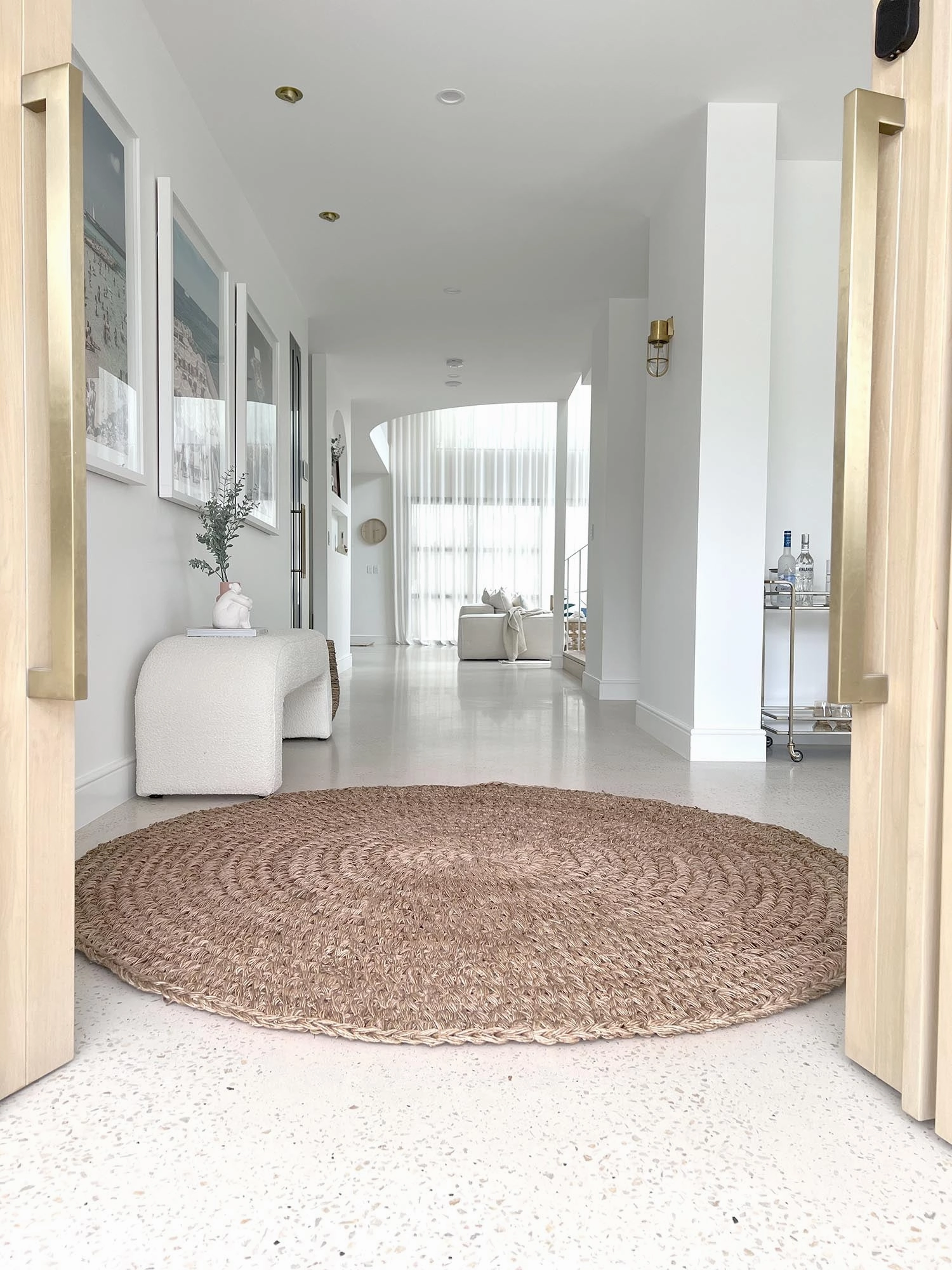 Georgia Natural Brown Crochet Round Jute Rug *NO RETURNS UNLESS FAULTY