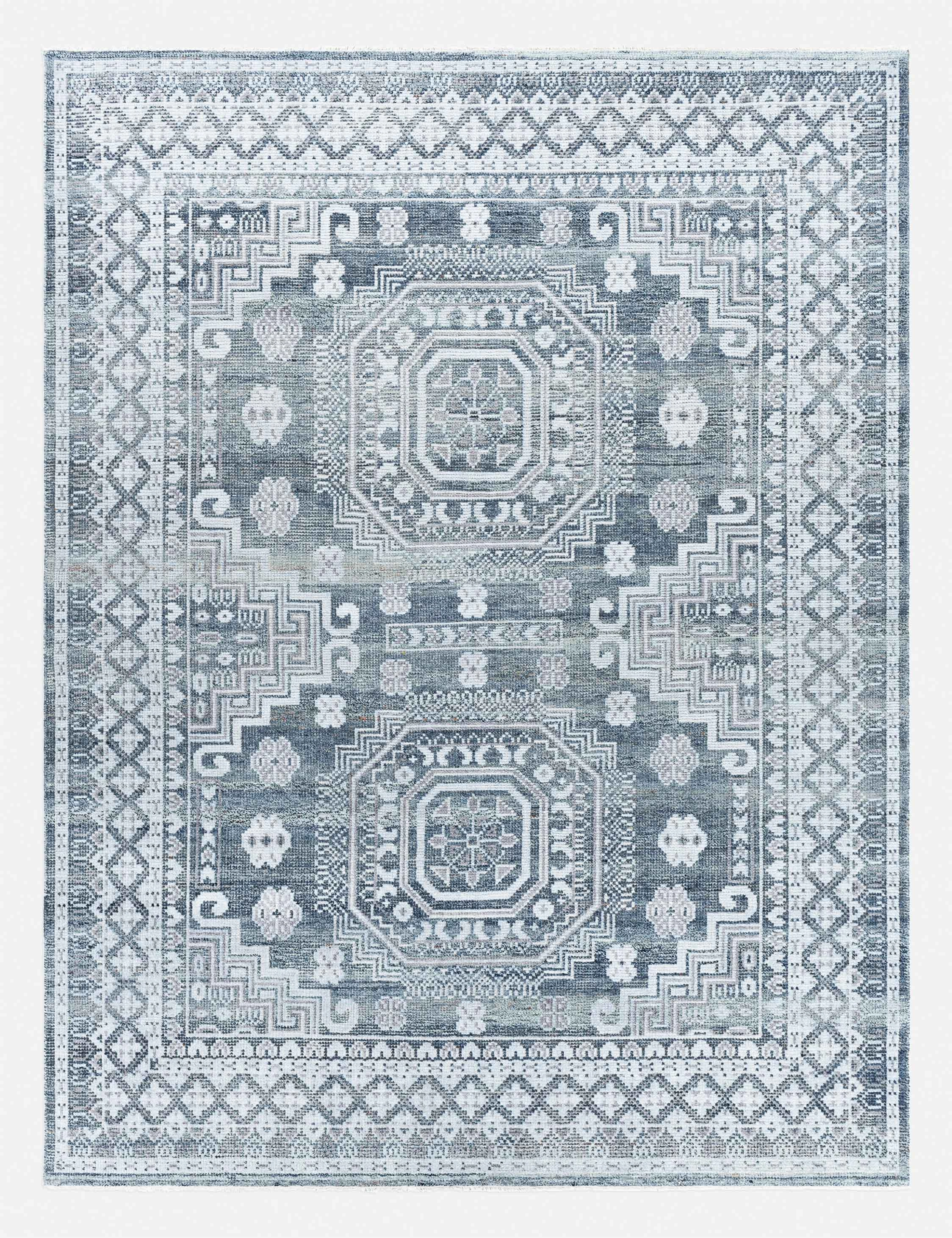 Ghobadi Hand-Knotted Wool-Blend Morrocan Style Rugmodern color block patchwork rug