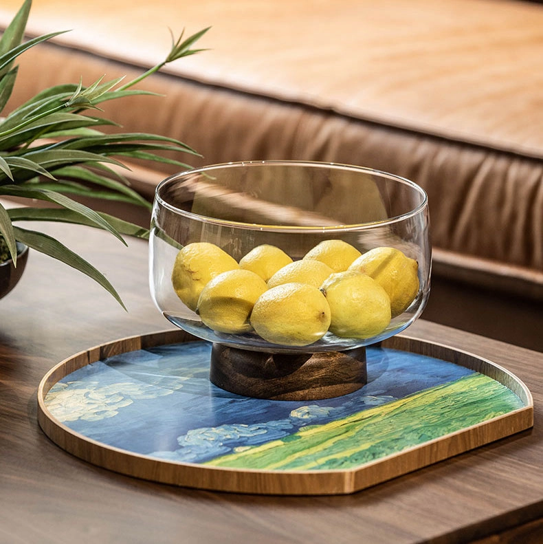 Glass and Wood Fruit Bowl