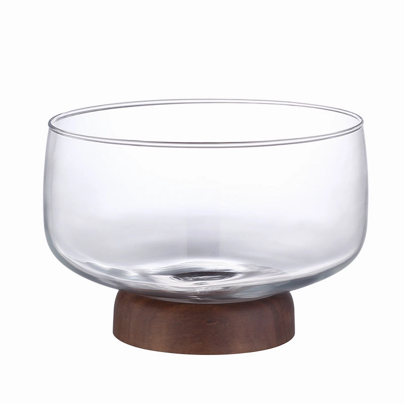 Glass and Wood Fruit Bowl