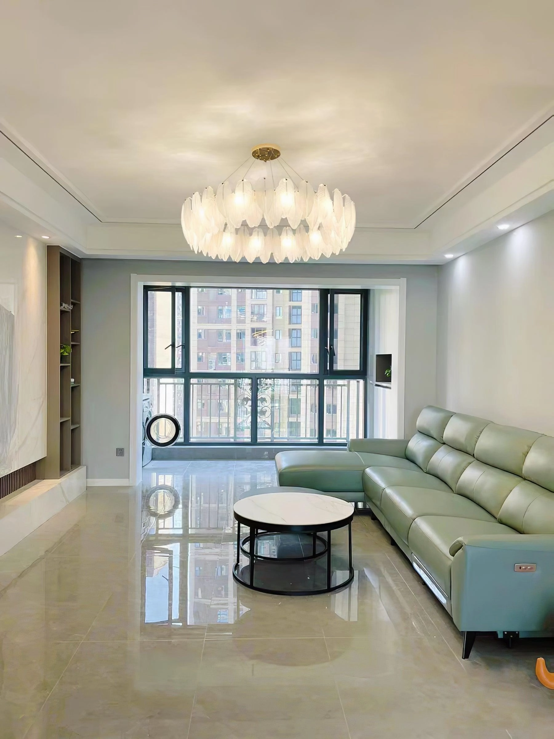 Glass Feather Chandelier